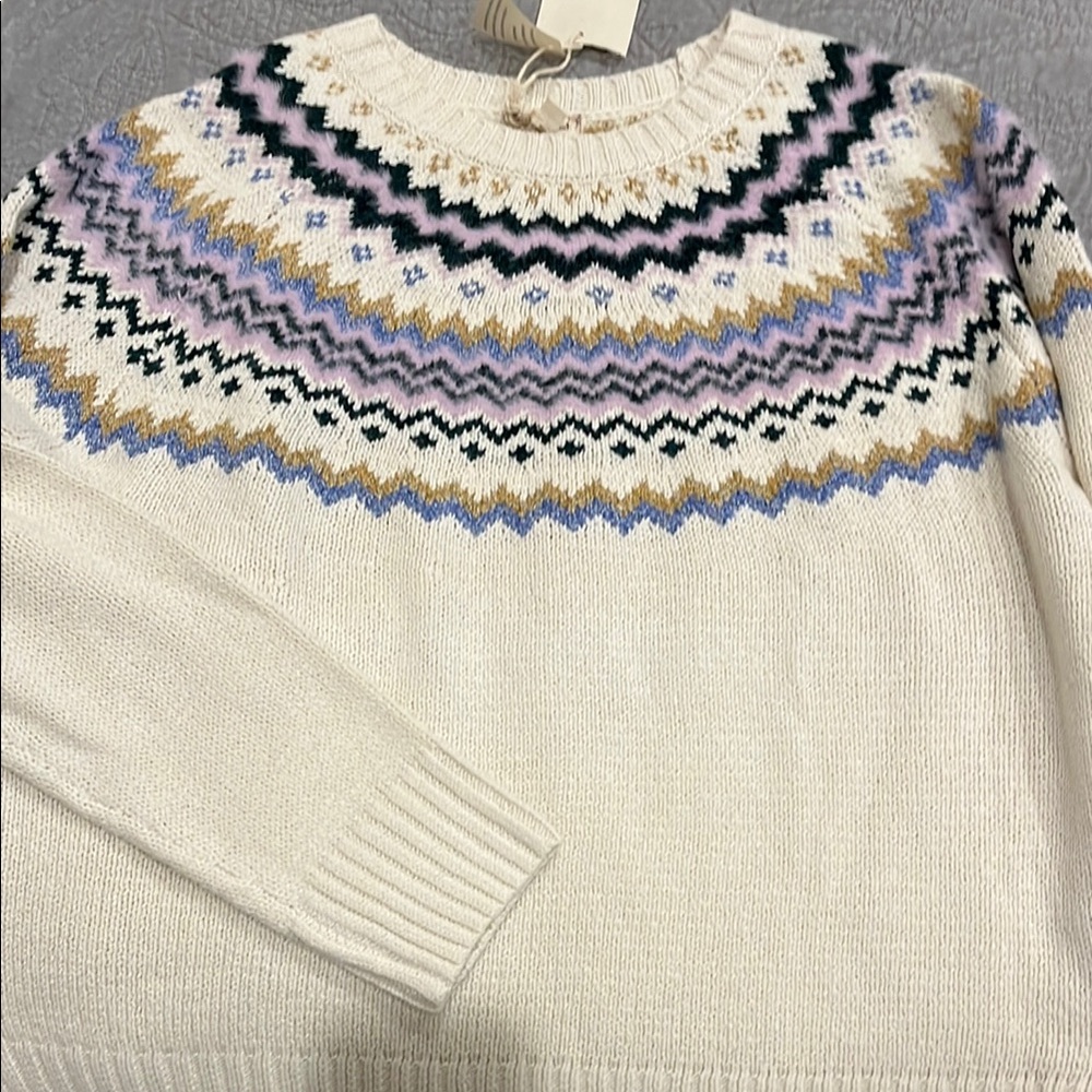Chic Fair Isle Patterned Sweater in Cream